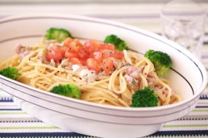ヨーグルトベースの塩辛パスタ