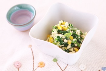 菜の花とアスパラの白和え
